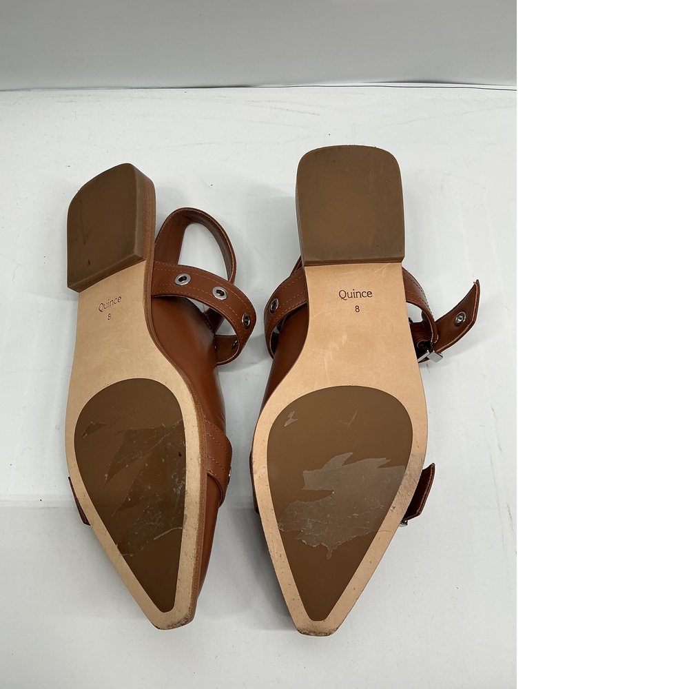 Italian Leather Bold Buckle Slingback Flat - Picture 4 of 4